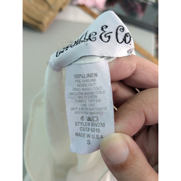 Camille & Co. Small White Linen bell Sleeve Tunic Top Lagenlook - Picture 6 of 6